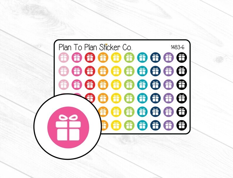 1483-6 Birthday Gift Icon Planner Stickers.