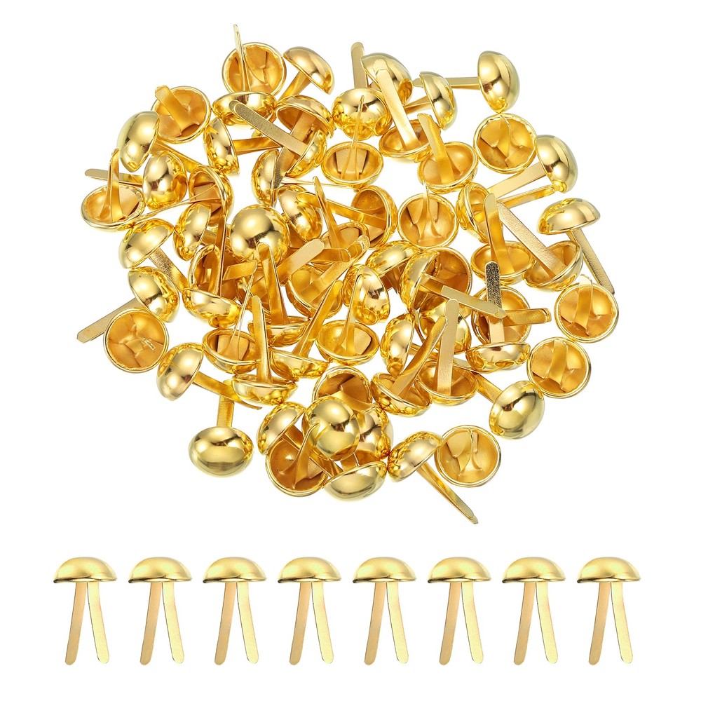 120Pcs Brads Paper Fasteners, 10×16 mm Metal Round Head Split Pins, Golden
