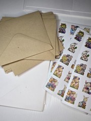 Easter Bunny Stickers+ 20 Envelopes(10 White, 10 Brown) +20 Cards