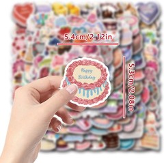 120 Pcs Happy Birthday Stickers Pack for Kids Adults Teens, Candy Cake Balloons