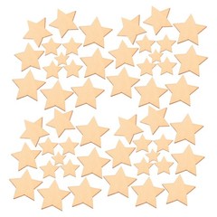 200Pcs Unfinished Wood Star Ornaments Beige Wooden Craft Shapes for Kids Crafts