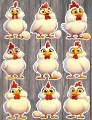 Cartoon Chicken Die Cut Vinyl Stickers Set Scrapbooking Laptop WaterBottle