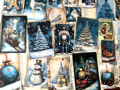#26 – 150+pcs Blue Christmas JUNK JOURNAL 3D Kit with REAL EPHEMERA Mixed Media