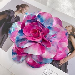 Dainty Dyed Satin Fabric Leopard Print Rose Flower Extra Large Big Brooches L…