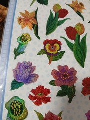 2 SHEETS 20 Pcs Sparkling Stickers Flowers Floral Brand New Vintage
