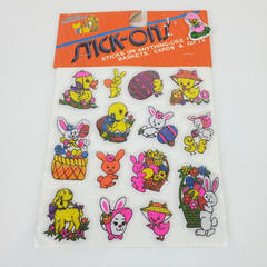 14 Vtg Stick-Ons Easter Unlimited Puffy Easter Bunny Eggs Chicks Stickers NOS