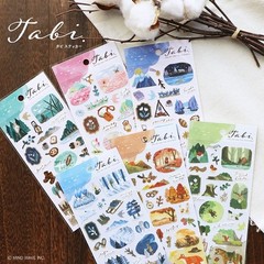 Mind Wave Sticker Sheet Set of 3 – Nature Countryside Blue Green, Pink & Blue