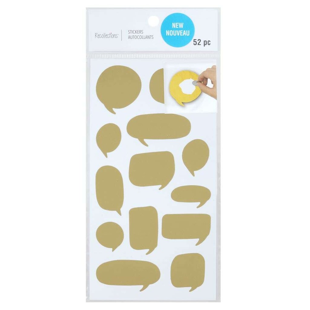 Recollections GOLD WORD BUBBLE Scratch & Reveal Stickers – 52 pcs