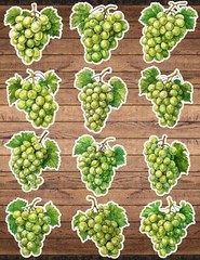 Bunch of Green Grapes Die Cut Stickers Set Scrapbooking Laptop WaterBottle