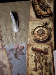 Vintage Explorer Junk Journal Kit Travel Ephemera Handmade Folio 93 Pieces
