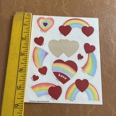 Vintage 80s AMERICAN GREETINGS CORP Sticker Sheet Cute Rainbow Heart Love Cute
