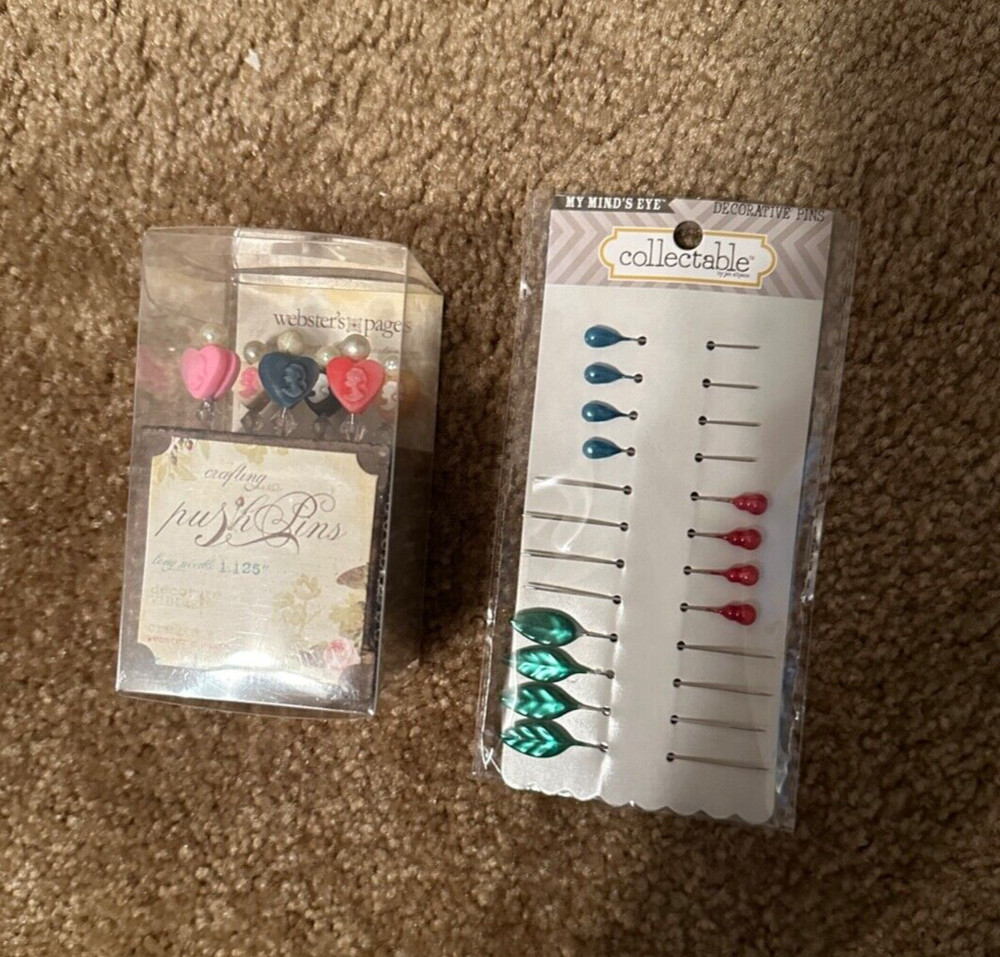 Lot 2 Webster’s Pages and My Minds Eyes Decorative Push Cameo Pins