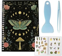 Intricate Moth Design Reusable Sticker Book – 40 Sheets for Crafts & Journaling