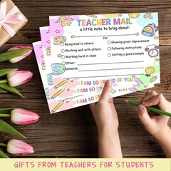 50PCS Teacher Mail Notices, Parents, Classroom Supplies, Positive Note Cards