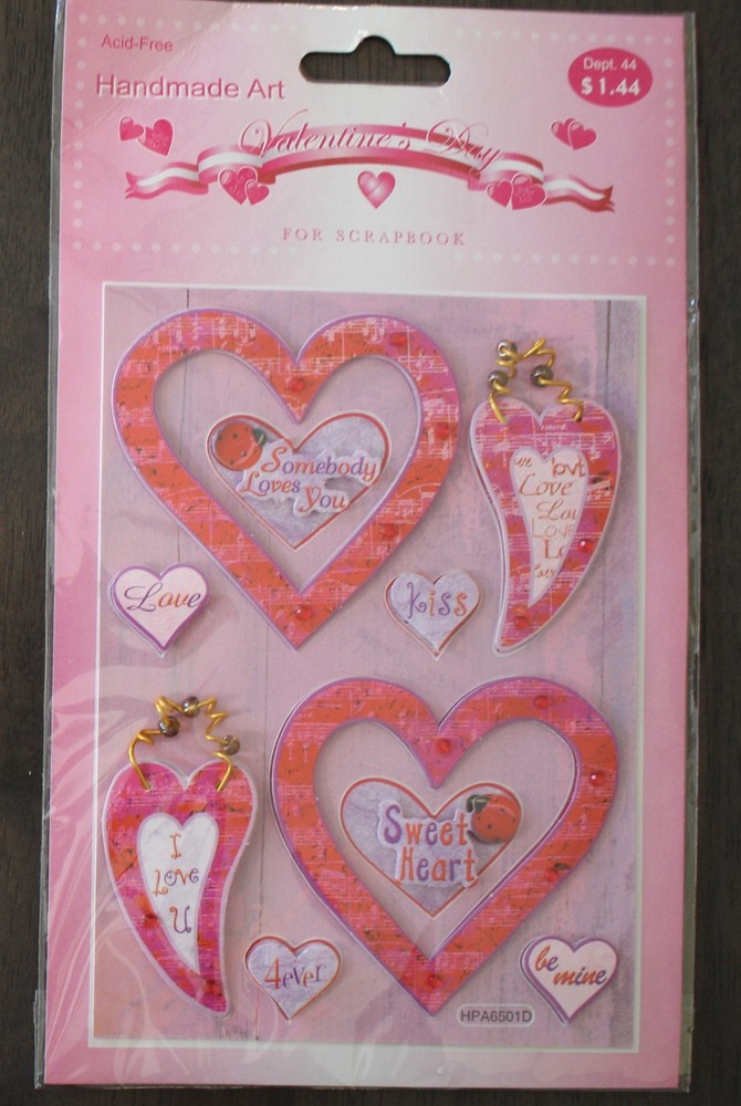 New Scrapbooking Stickers VALENTINE Hearts Sweet Kiss Love Be Mine 4Ever