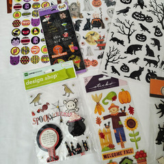 Lot Of 20+ Halloween Pumpkins Fall Stickers Scrapbook Dimensional Glitter