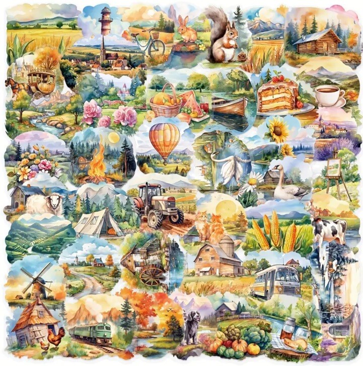 10pcs Rural Scenery Aesthetic Travel Stickers- Scrapbook, DIY Crafts, Journal