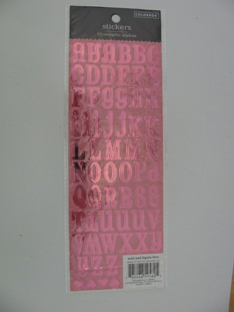 Colorbok Stickers METALLIC ALPHA DARK PINK 57 Pieces NIP