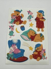 Vintage Disney Fuzzy Winnie The Pooh Piglet Stickers Sandylion – 1 Sheet NOP