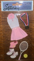 Stitchery Tennis Outfit Skirt Shirt Shoes Racket Ball Metal Scrapbook Stickers