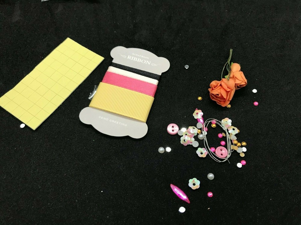 Ribbons Buttons Sequins and Flowers Scrapbooking Embellishments Sets