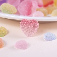 50 pcs Jelly Sugar Soft Heart Candy Flatback Charms, DIY Medium, 50 heart