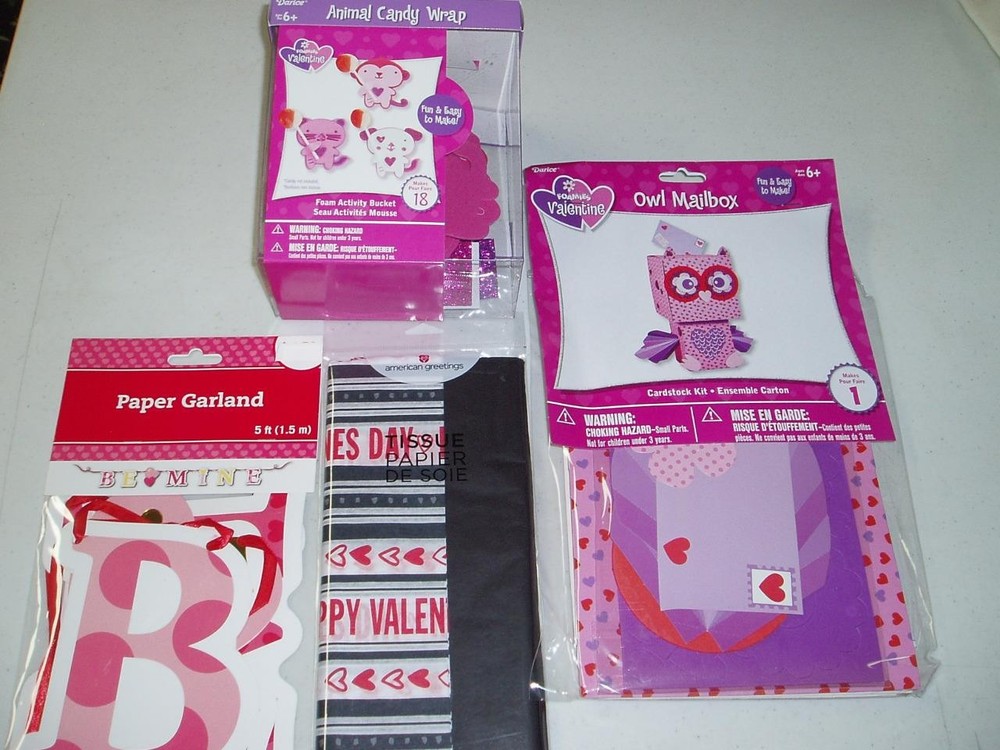 Valentines Craft Lot Darice Foamies Candy Wrap Mailbox Tissue Garland