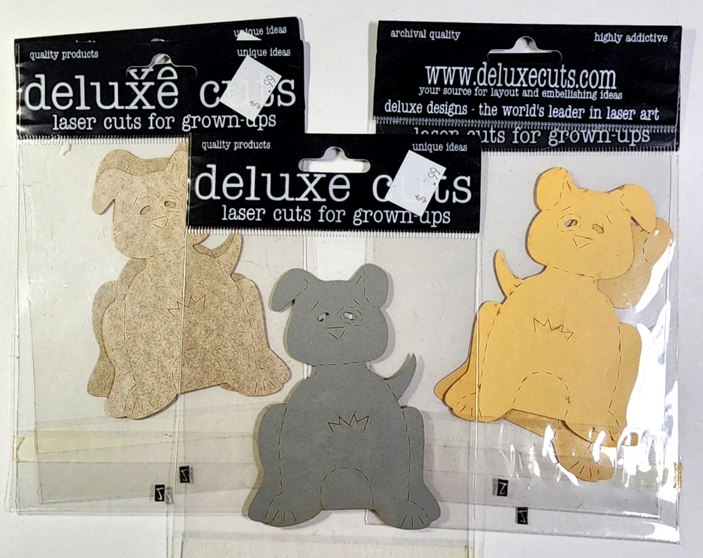 Tri Color Dogs Puppies Laser Cut Deluxe Designs 3×4 Scrapbooking Set of 5