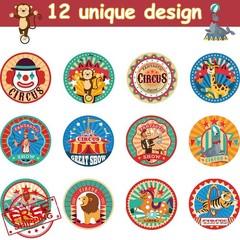 Zonon 500pc Carnival Circus Party Stickers Animal Clown Labels Envelope