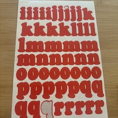 Vtg Red Alphabet Stickers 4 Sheets Used Capital Lower Case Numbers Exclamation