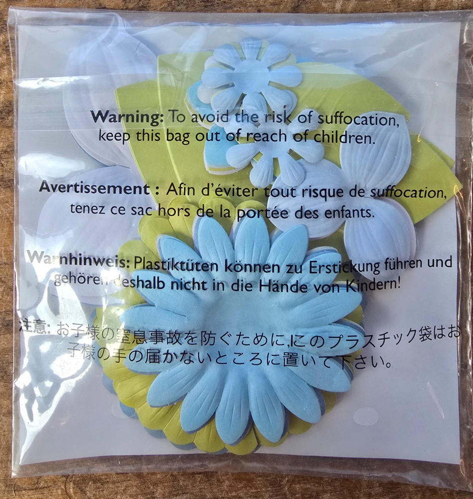 Creative Memories Reflections 64 Paper Flowers NIP light blue green white