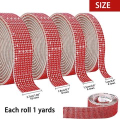 4 Pack Different Width Red 2mm Rhinestone Crystal Diamond DIY Decorative Sticker