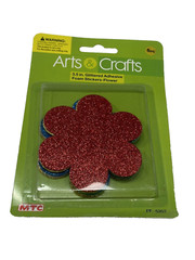 arts & crafts FOAM STICKER SHAPES 6 count glitter FLOWERS