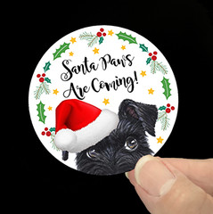 Schnauzer Santa Hat Christmas Stickers