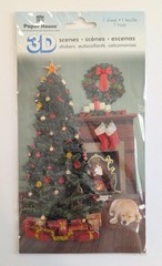 Christmas Tree & Fireplace 3D Scene Scrapbooking Sticker by Paper House RARE