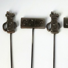 Vintage Golf Stick Pins/Picks Scrapbooking Altered Art Junk Journals Hats Retro