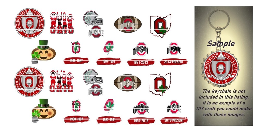 Bottle Cap Images (25mm) 1″ ~ Precut ~ Ohio State (set 2) Inspired Images