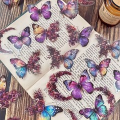Flower-Printed Decorative Adhesive Durable Transparent Butterfly Flower Stickers