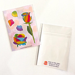 Lot of 5 Sticker Sheets: Rainbow Roses, Vinyl & Water Resistant