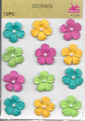 Flowers Flower Blue Green Yellow Pink Paper Spring Crafter’s Square Stickers