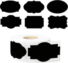 350 PCS Fancy Shape Stickers, 2″ x 1.2″ Black Label Stickers for Presents, Jars,