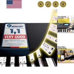 Removable Piano Stickers – Reusable Silicone Strips – Note Labels for 88 Key …