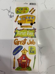Miss Elizbeth’s 2-Sided Value School Day Stickers Crayons Bus Globe Scrapbooking