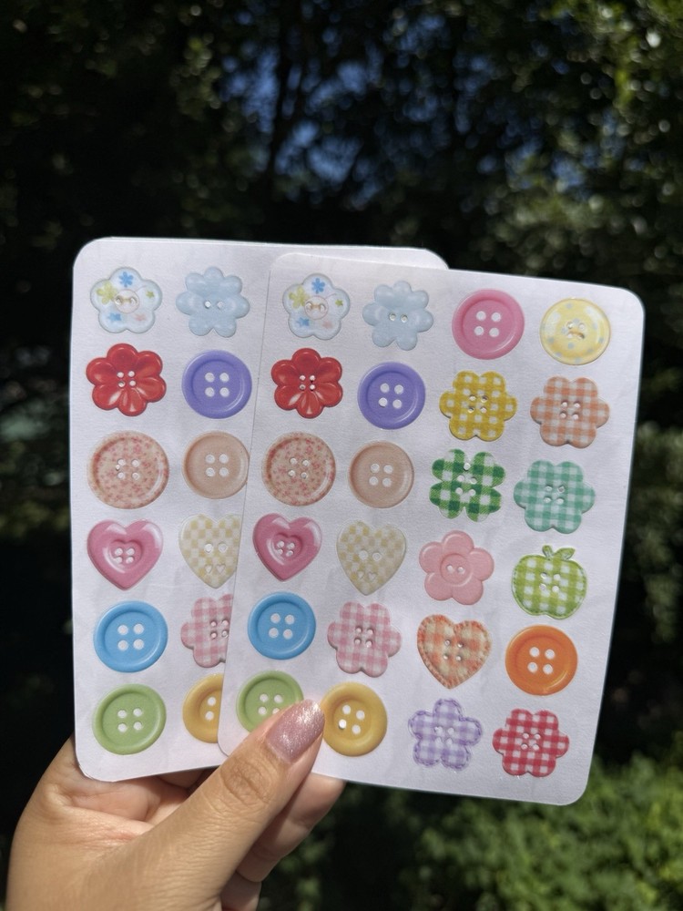Pack of 2 Multicolor Button Theme Scrapbooking Sticker Sheets Decorative Sticker