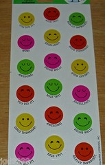 Hallmark Reward Stickers Smiley Happy Faces 1 Sheet 18 Pieces Free Ship Over $15