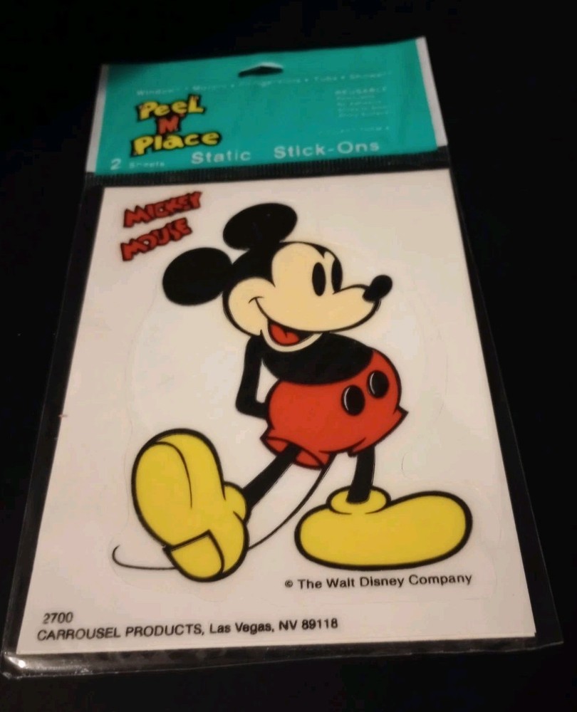 Vtg Disney Mickey & Minnie Mouse Peel ‘N’ Place Stick-ons Removable & Reusable