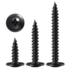 (100 pcs)#8×2″ Black Truss Head Wood Screws Quick Metal Self Tapping Zinc O