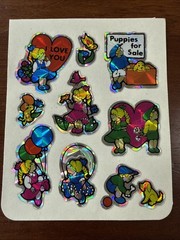 Vintage BJ Prism Holographic Sticker Sheet Kids Hearts Puppies Unused 1980s 🦋🐶