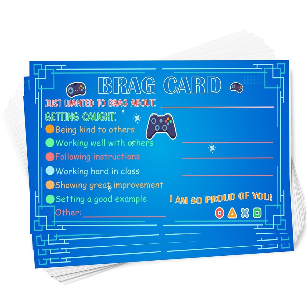 50PCS Game Brag Card, Students, Teacher Notes Home, Recognition Award Cards