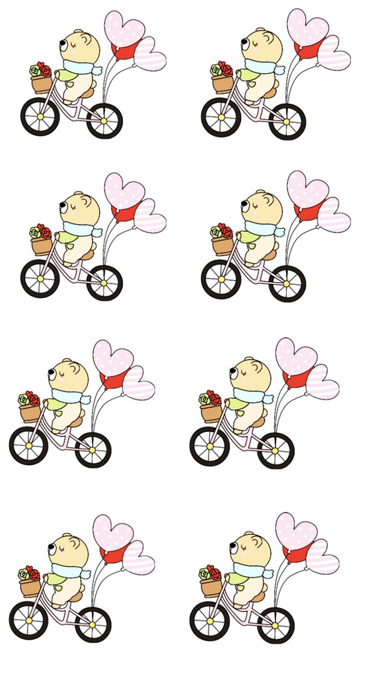 Bike Riding Teddy Bear Stickers Cute Heart Decals Kawaii Scrapbook Animal Art